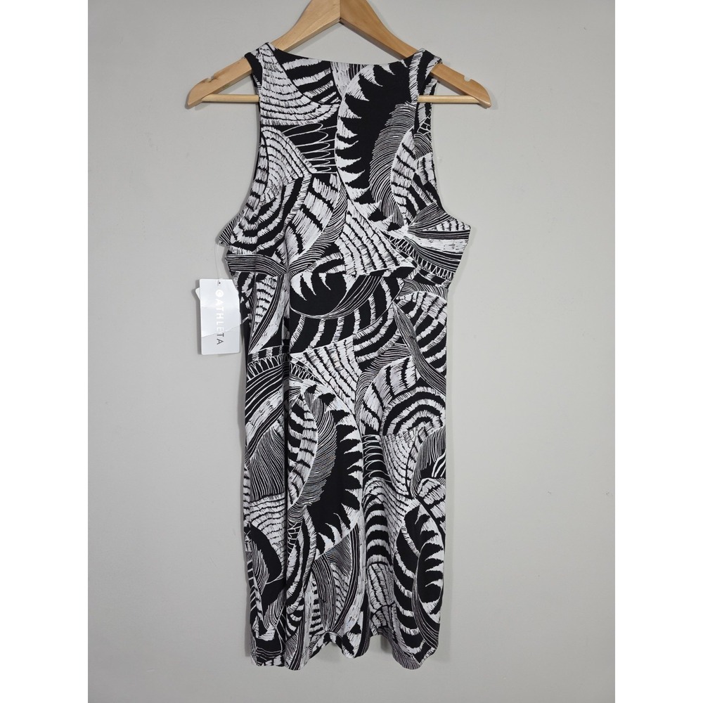 Athleta Santorini Dress Medium Black White Print Stretch Sleeveless UPF - Picture 3 of 9